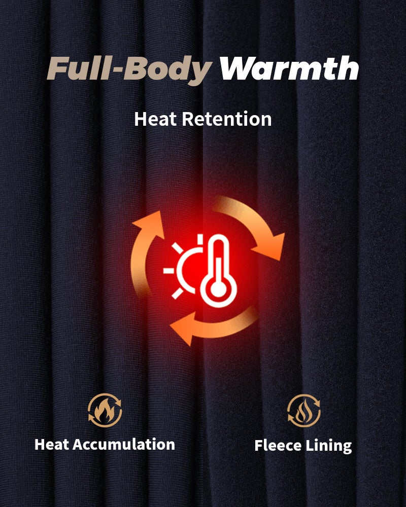 WEERTI ملابس داخلية حرارية للرجال WEERTI طويلة الساقين مع بطانة فليس للطبقة الأساسية للرجال في الطقس البارد، علوي وسفلي باللون الأزرق الداكن - Image 3